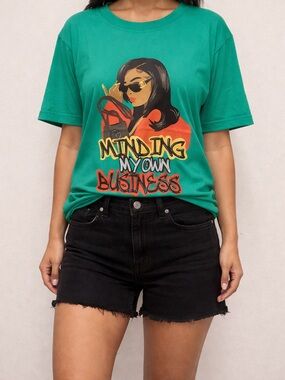 Minding My Own Business Graphic Tee - Green